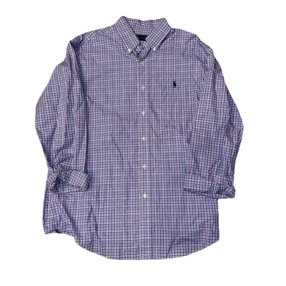 Ralph Lauren Men's Plaid Cotton Button-Down Shirt Long Sleeve Multicolor Size L.